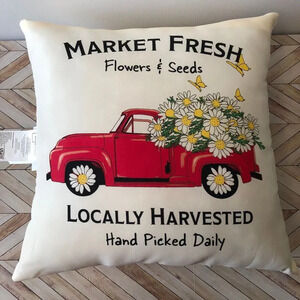Farm Fresh Country Harvest Truck Outdoor Pillow Autumn Home Decor